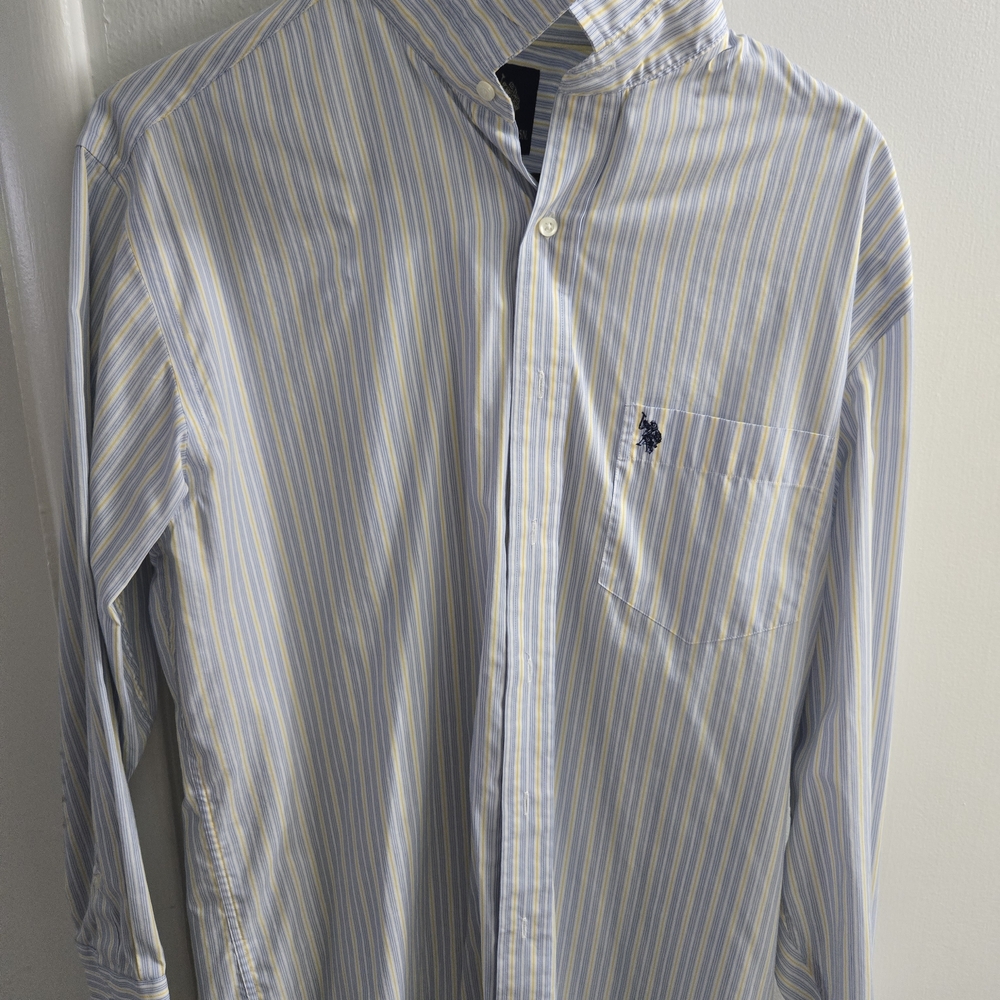 Men's Striped Blue and White Ralph Lauren Shirt
